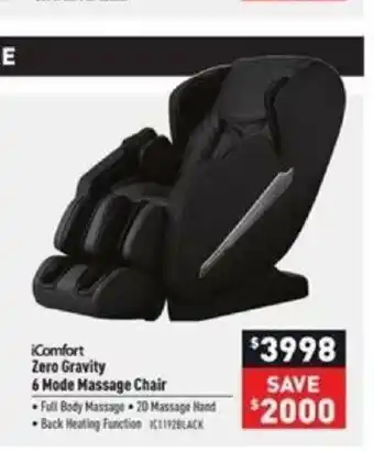 Visions Electronics Zero Gravity 6 Mode Massage Chair offer