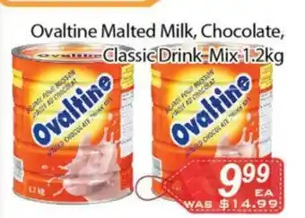 Ample Food Market Ovaltine Malted Milk, Chocolate, Classic Drink Mix 1.2kg offer