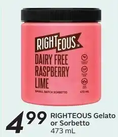 Sobeys RIGHTEOUS Gelato or Sorbetto offer