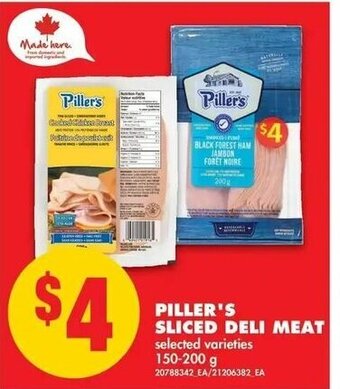 No Frills Piller's Sliced Deli Meat offer