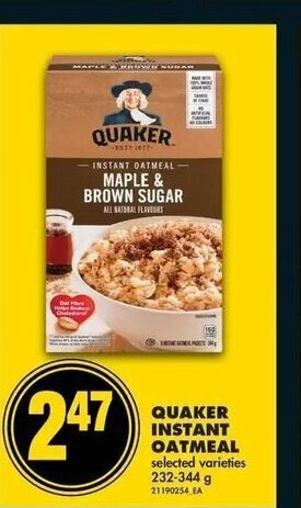 No Frills Quaker Instant Oatmeal offer