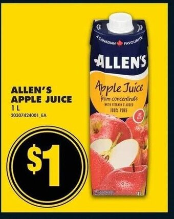 No Frills Allen's Apple Juice offer