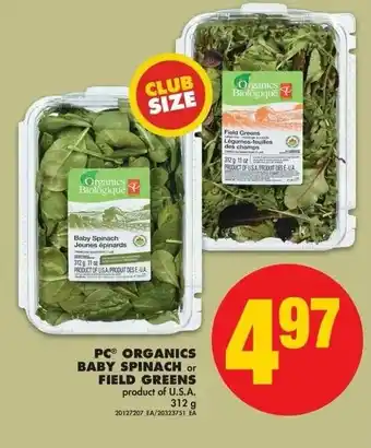 No Frills Organics Baby Spinach Field Greens offer