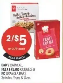 Shoppers Drug Mart DAD'S OATMEAL PEEK FREANS COOKIES or PC GRANOLA BARS offer