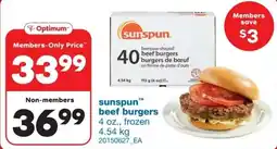 Wholesale Club sunspun beef burgers offer