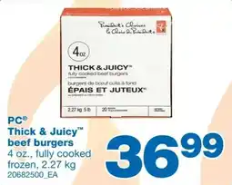 Wholesale Club PC Thick & Juicy beef burgers offer