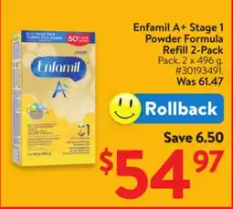 Walmart Enfamil A+ Stage 1 Powder Formula Refill 2-Pack offer