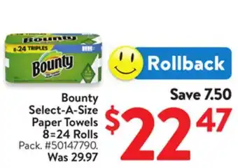 Walmart Bounty Select-A-Size Paper Towels offer