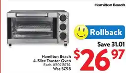 Walmart Hamilton Beach 4-Slice Toaster Oven offer