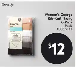 Walmart Women's George Rib-Knit Thong 6-Pack offer