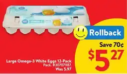 Walmart Large Omega-3 White Eggs 12-Pack offer
