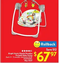 Walmart Bright Starts Playful Paradise Portable Baby Swing offer