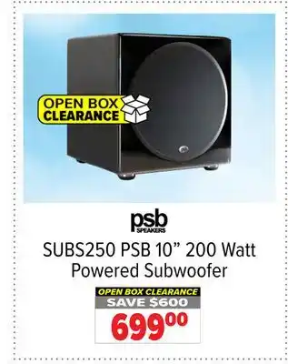 2001 Audio Video PSB 10 200 Watt Powered Subwoofer offer