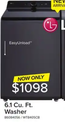 Leon's LG Matte Black Top Load Washer with 4-Way Agitator (6.1 cu. ft.) - WT8405CB offer