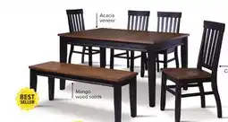 Leon's Raven Noir 6-Piece Dining Set - Ebony, Driftwood offer