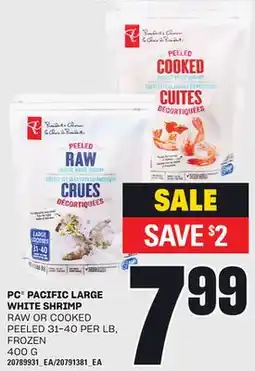 Loblaws PC PACIFIC LARGE WHITE SHRIMP, 400 G offer