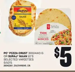 Loblaws PC PIZZA CRUST, 300/440 G OR SURAJ, 10'S offer