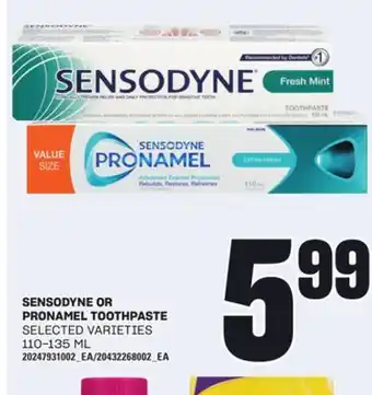 Loblaws SENSODYNE OR PRONAMEL TOOTHPASTE, 110-135 ML offer