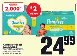 Loblaws PAMPERS SUPER BIG PACK DIAPERS, SIZE N-8, 38-120'S offer