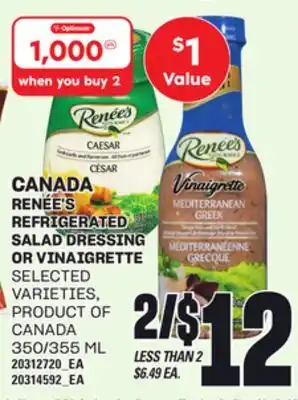 Loblaws RENÉE'S REFRIGERATED SALAD DRESSING OR VINAIGRETTE, 350/355 ML offer