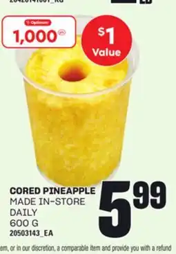 Loblaws CORED PINEAPPLE, 600 G offer