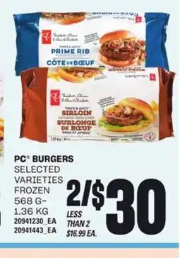 Loblaws PC BURGERS, 568G- 1.36 KG offer