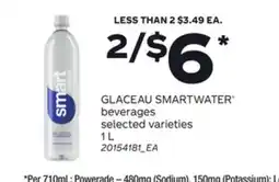 Loblaws GLACEAU SMARTWATER BEVERAGES, 1 L offer
