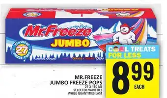 Food Basics MR.FREEZE JUMBO FREEZE POPS offer