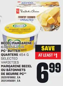 Independent Grocer BECEL MARGARINE, 637/850 G OR PC BUTTER QUARTERS, 454 G offer