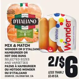 Independent Grocer WONDER OR D'ITALIANO HAMBURGER OR HOT DOG BUNS offer