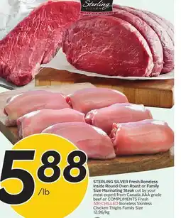 Sobeys STERLING SILVER Fresh Boneless Inside Round Oven Roast or Family Size Marinating Steak offer