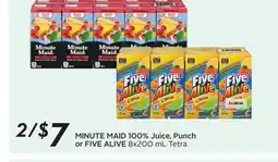 Sobeys MINUTE MAID 100% Juice, Punch or FIVE ALIVE offer