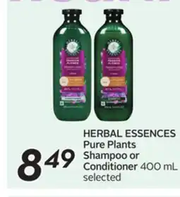 Sobeys HERBAL ESSENCES Pure Plants Shampoo or Conditioner offer
