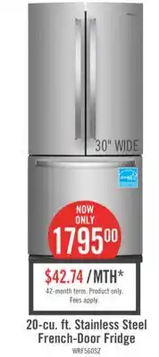 The Brick Whirlpool 20 Cu. Ft. French-Door Refrigerator WRF560SFHZ offer