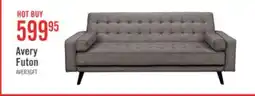 The Brick Avery 81.5 Grey Linen-Look Fabric Klik Klak Futon with Tufting and Two Armrest Pillows offer