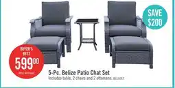 The Brick Belize 5-Piece Outdoor Patio Conversation Set with 2 Chairs, 2 Ottomans & Glass Top Coffee Table - Resin Wicker, UV & Weather offer