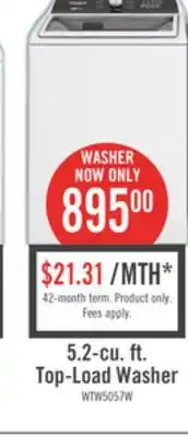 The Brick Whirlpool 5.4 / 5.5 Cu. Ft. Top-Load Washer with Removable Agitator - WTW5057LW offer