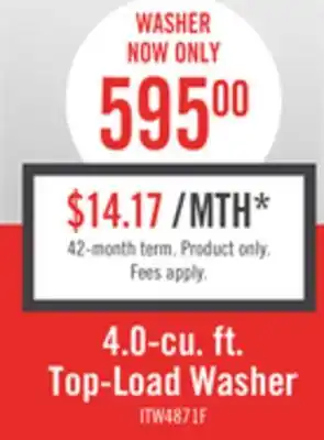 The Brick Inglis 4.0 Cu. Ft. Top-Load Washer ITW4871FW offer