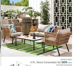 The Brick Venice 4-Piece Outdoor Patio Conversation Set with Loveseat, 2 Chairs and Ceramic Top Coffee Table - Hand-Woven Resin Wicker, offer