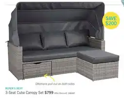 The Brick Cuba Canopy Outdoor Patio Conversation Set with Canopy Sofa, Ottoman & 2 Self-Storing Ottomans - Hand-Woven Resin Wicker, UV offer