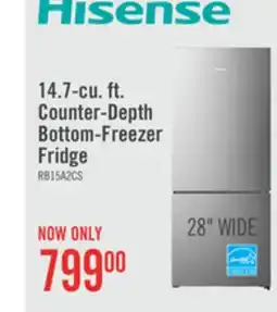 The Brick Hisense 27.7 14.7 Cu. Ft. Bottom-Mount Refrigerator - Titanium - RB15A2CSE offer