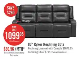 The Brick Ryker 82.5 Grey Leather-Look Fabric Reclining Sofa with Storage Arms offer