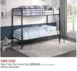 The Brick Noah Bunk Bed with Ladder & Guard Rail for Kids, Metal, Dark Bronze - Twin/Twin offer