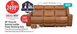 The Brick Prescott Genuine Leather Power Reclining Sofa - Butternut offer