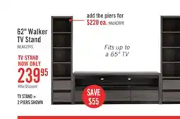 The Brick Walker 62 TV Stand with Storage and Cable Management for TV's up to 70- Distressed Grey offer