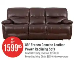 The Brick Franco 89 Brown Genuine Leather Power Reclining Sofa offer