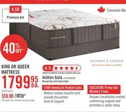 The Brick Stearns & Foster Founders Collection Ashton Gate Queen Mattress offer