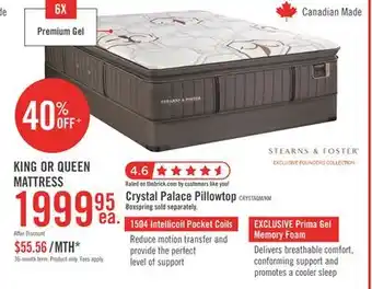 The Brick Stearns & Foster Founders Collection Crystal Palace Pillowtop Queen Mattress offer