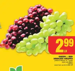 No Frills GREEN or RED SEEDLESS GRAPES offer