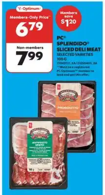 Real Canadian Superstore PC SPLENDIDO SLICED DELI MEAT, 100 G offer